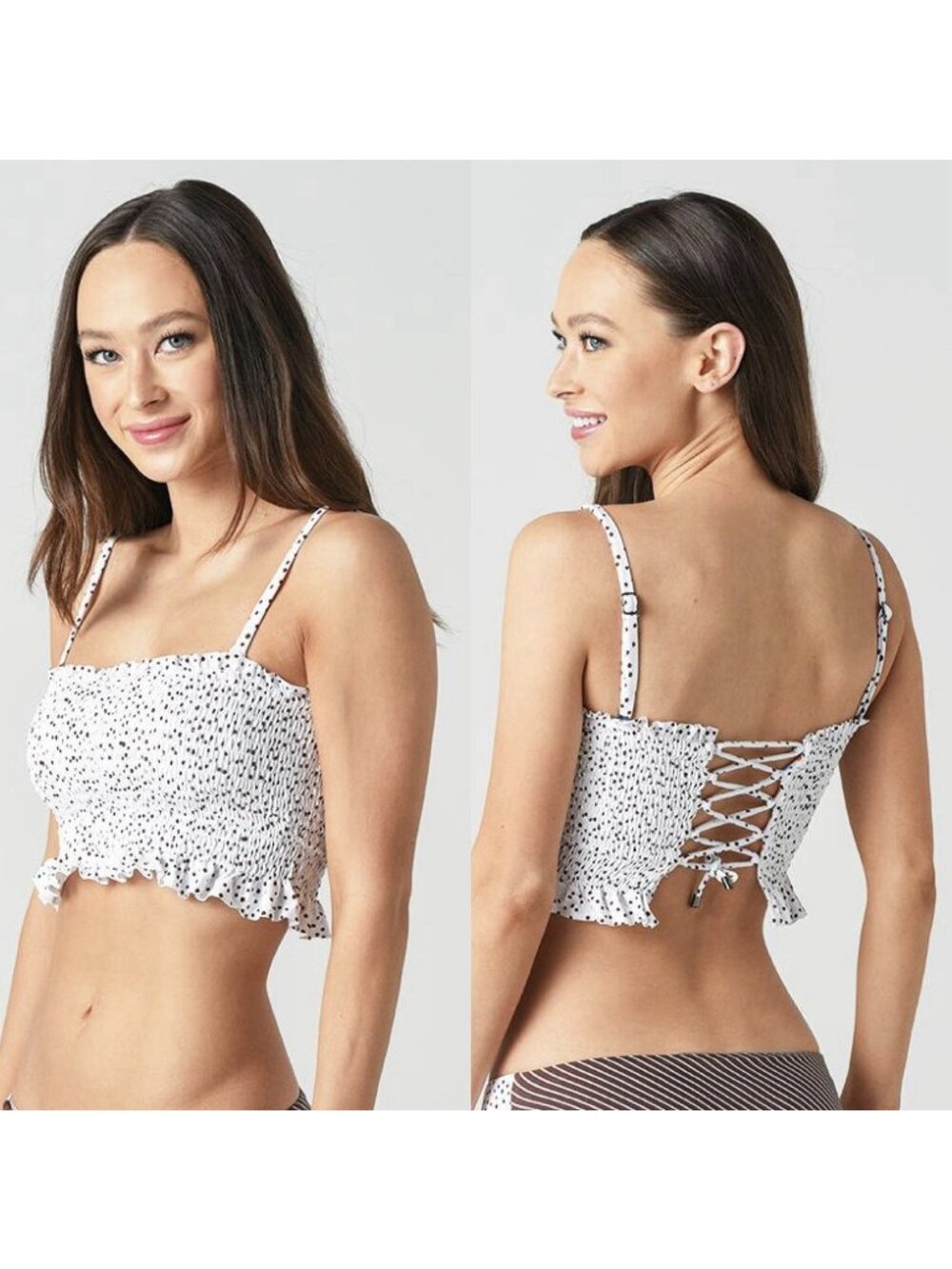 Maaji Sands Aphrodite Reversible Bandeau Bikini Top Smocked Women’s Size Small
